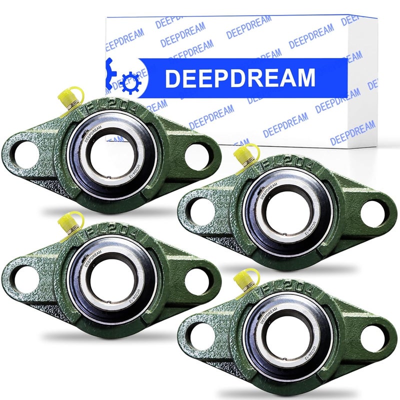 DEEPDREAM UCFL204-12 Pillow Block Bearing - Pack of 4 Flange Mounted Pillow Block Bearings 3/4 inch Bore Chrome Steel Bearings, Self Alignment Pillow Block Bearing - Image 1
